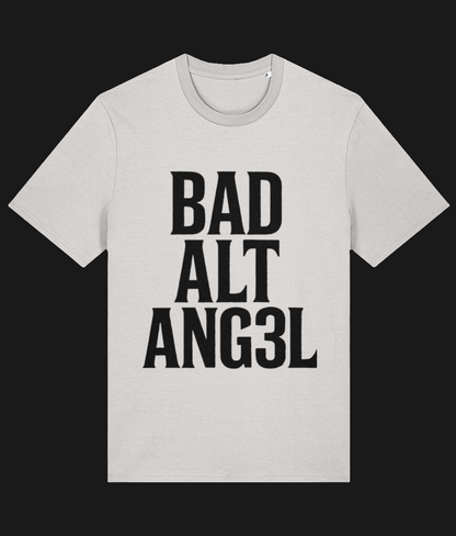 Off white oversized streetwear t-shirt with bold BAD ALT ANG3L graphic – UK alt fashion